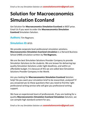 Solution For Macroeconomics Simulation Econland