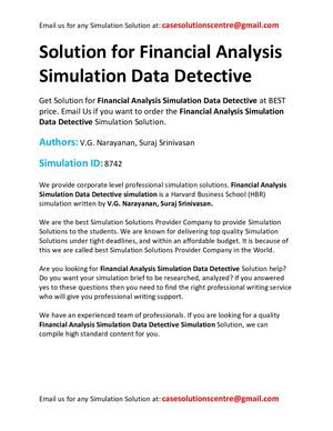 Solution For Financial Analysis Simulation Data Detective