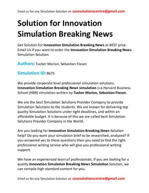 Solution For Innovation Simulation Breaking News