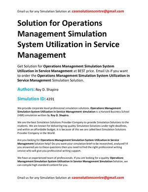 Solution For Operations Management Simulation System Utilization In Service Management