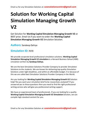 Solution For Working Capital Simulation Managing Growth V2