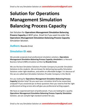 Solution For Operations Management Simulation Balancing Process Capacity
