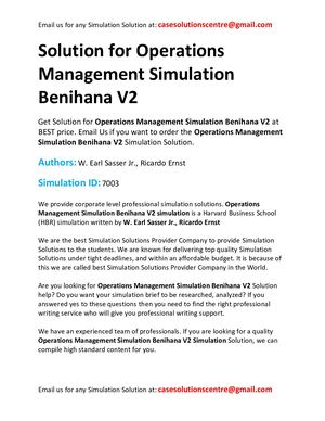 Solution For Operations Management Simulation Benihana V2