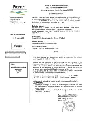DÉLIBÉRATIONS: COMMISSION CCAS DU 04.04.23