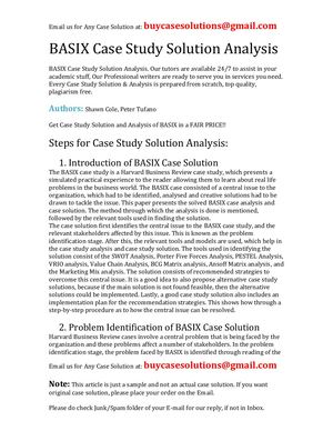 BASIX Case Study Solution Analysis