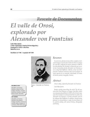El valle de Orosi, explorado por Alexander von Frantzius