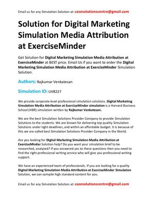 Solution For Digital Marketing Simulation Media Attribution At ExerciseMinder