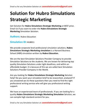 Solution For Hubro Simulations Strategic Marketing