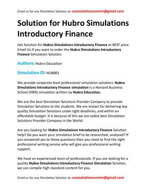 Solution For Hubro Simulations Introductory Finance