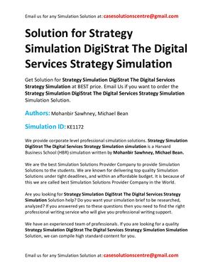 Solution For Strategy Simulation DigiStrat The Digital Services Strategy Simulation