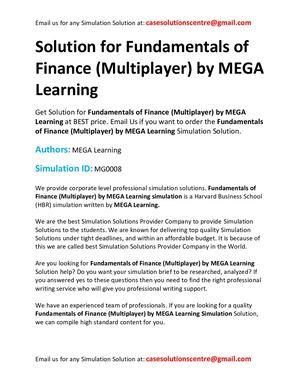 Solution For Fundamentals Of Finance (Multiplayer) By MEGA Learning