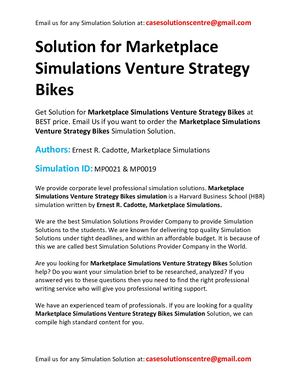 Solution For Marketplace Simulations Venture Strategy Bikes