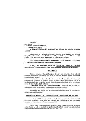 Acte authentique électronique avec annexes Vente Societe Excelsior Commune De Savigny Sur Orge