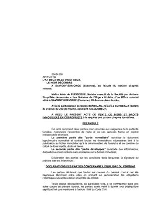 Acte authentique électornique avec annexes vente CHEMCHAM Commune de Savigny-sur-Orge