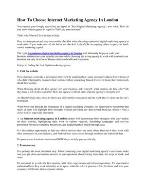 Calaméo - How To Choose Internet Marketing Agency In London