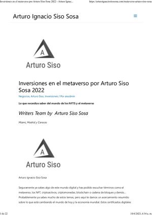 Arturo Ignacio Siso Sosa Inversiones Metaverso