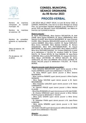 Procès-verbal Séance du 06/02/2023