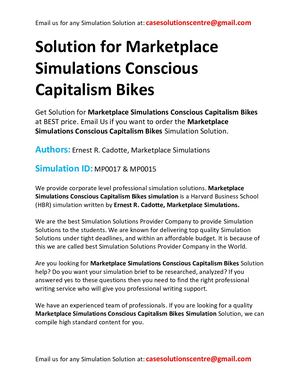 Solution For Marketplace Simulations Conscious Capitalism Bikes