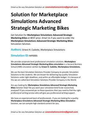Solution For Marketplace Simulations Advanced Strategic Marketing Bikes