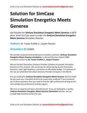 Solution For SimCase Simulation Energetics Meets Generex