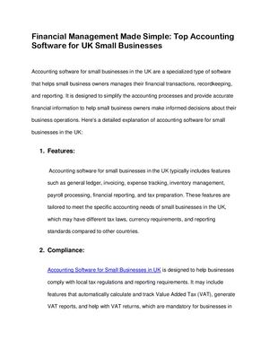 Financial Management Made Simple Top Accounting Software For Uk Small Businesses