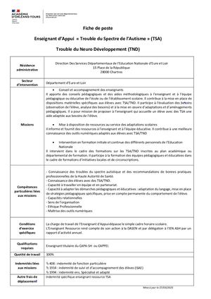 15 Enseignant D Appui TND TSA