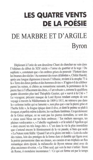 Article d'Olivier Barbarant - Byron