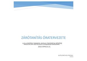 Zárótanítás óRaterve Alföldiné Kiss Piroska Spanyol 9a