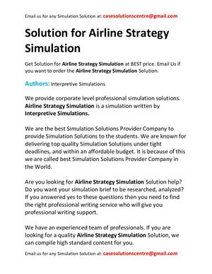 Solution For Airline Strategy Simulation