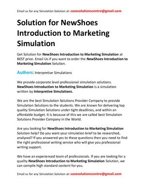 Solution For NewShoes Introduction To Marketing Simulation