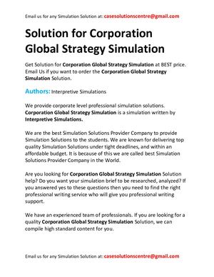 Solution For Corporation Global Strategy Simulation
