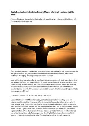 Marko Slusarek Erfahrung: Das Leben In Die Richtige Bahn Lenken Master Life Empire Unterstützt Sie Dabei!
