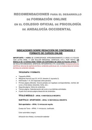 Recomendaciones Y Plantilla Formacion Online Copao Contenidos