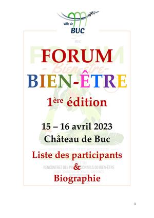 Forum Bien-Être - liste des participants