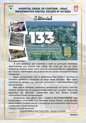 HOSPITAL GERAL DE CURITIBA – HGeC INFORMATIVO DIGITAL EDIÇÃO Nº 01/2023