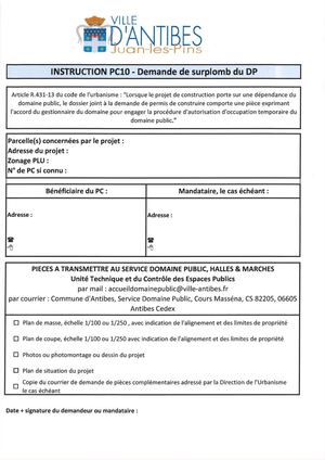 Formulaire Instruction Pc10