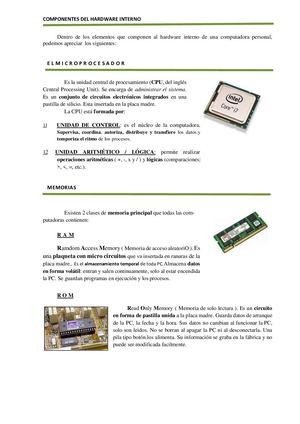 Componentes Del Hardware Interno Resumen