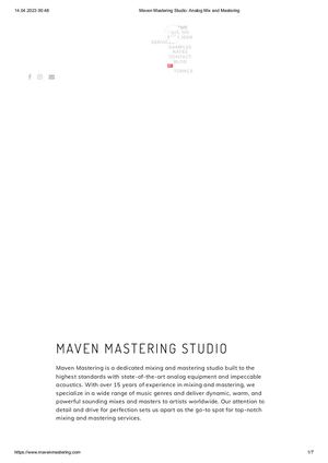 Maven Mastering Studio Analog Mix And Mastering