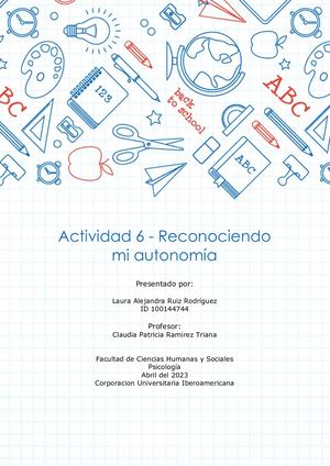 Actividad 6 Reconociendo Mi Autonomía