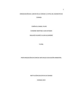 Erradicacion Del Helecho Proyecto De Investigación