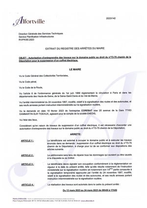 2023 142 Autorisation D'entreprendre Travaux N°73 75 Chemin De La Déportation