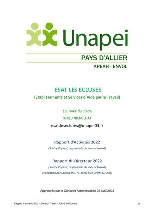 RA2022 Secteur Travail Montluçon ESAT Les Ecluses