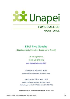 RA2022 Secteur Travail Montluçon ESAT Rive Gauche
