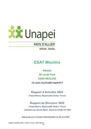 RA2022 Secteur Travail Moulins ESAT Moulins