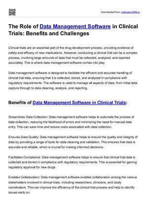 Calaméo - The Role of Data Management Software in Clinical Trials ...