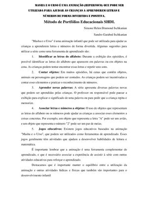 ARTIGO MASHA E O URSO COMO HIPERFOCO POSITIVO .