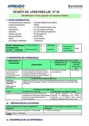 Pdf Sesion 1 Identificamos Vocales Jugando Con Nuestros Nombres Compress