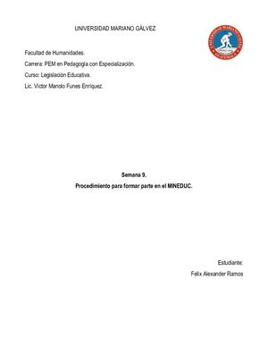Semana 9 Procedimiento Mineduc Legislación
