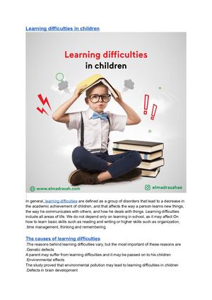 Learning Difficulties In Children