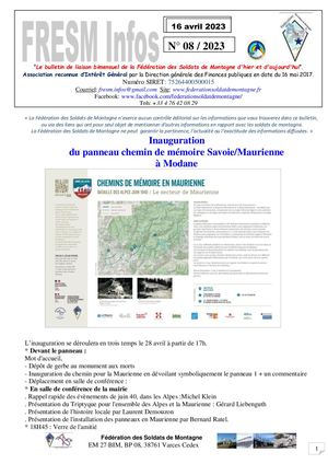 Fresm Infos N°08 Du 16 Avril 2023